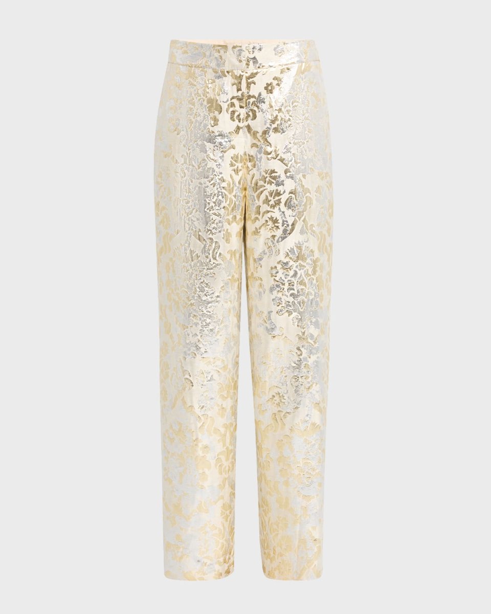 Sullivan High-Rise Metallic Jacquard Pants